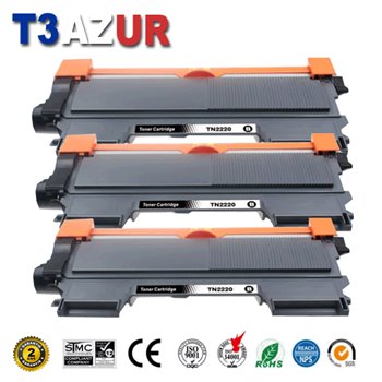 Lot de 3 Toners compatible Brothers TN2220/  TN2010- 2 600 pages