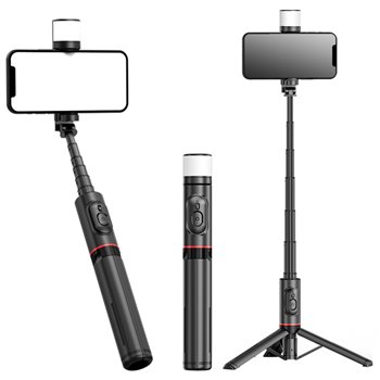 Techsuit - Selfie Stick (Q12S) - Télécommande Bluetooth et support pour trépied - Noir