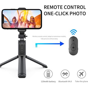 Techsuit - Selfie Stick (Q01) - avec télécommande Bluetooth et support pour trépied - Blanc