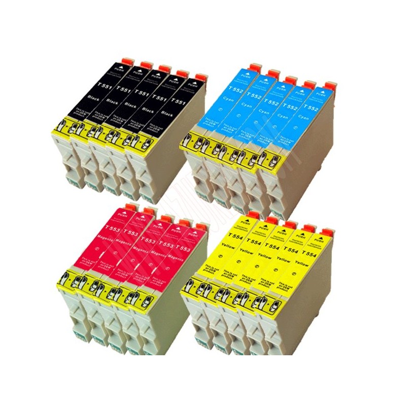 Lot de 20 Cartouches compatibles Epson T0551 - T0554